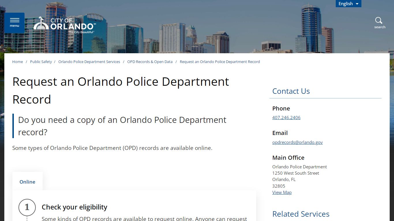 Request an Orlando Police Department Record - City of Orlando